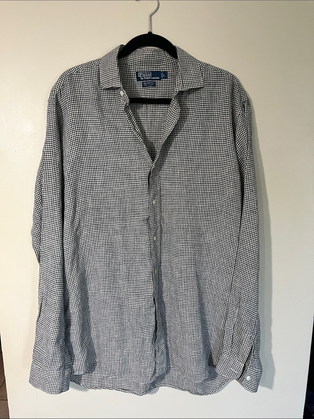 Polo by Ralph Lauren Black & White Linen Gingham Button-Down Shirt